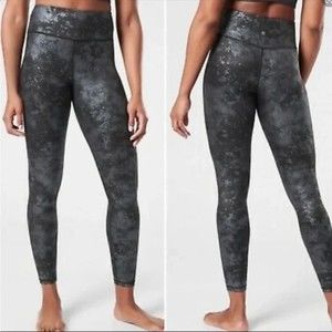 Athleta Elation Misty Lace Tights Blk w Grey Sz M